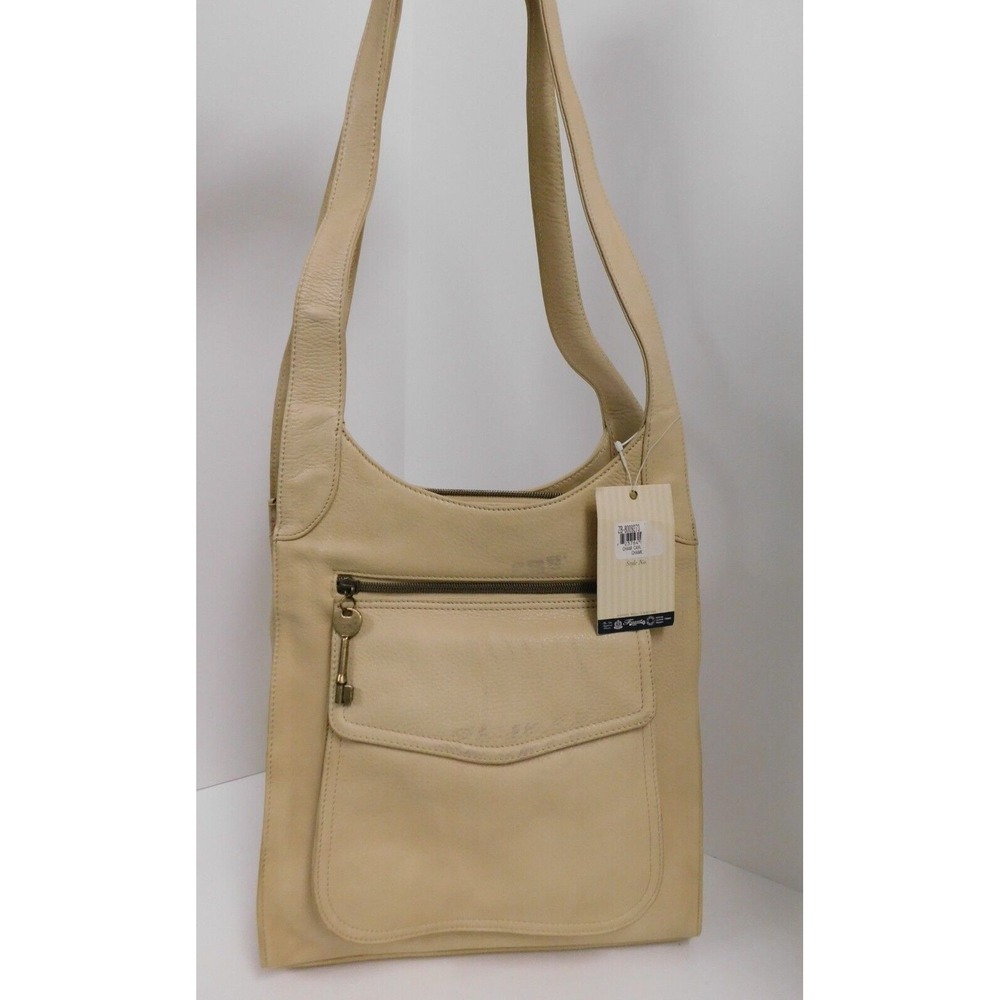 New‎ Fossil Beige Leather Cargo Large Hobo Bag